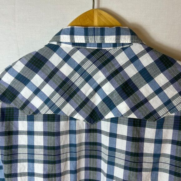 Ralph Lauren Denim & Supply Men's Blue Plaid Pearl Snap Western Style Shirt XL - Picture 9 of 14